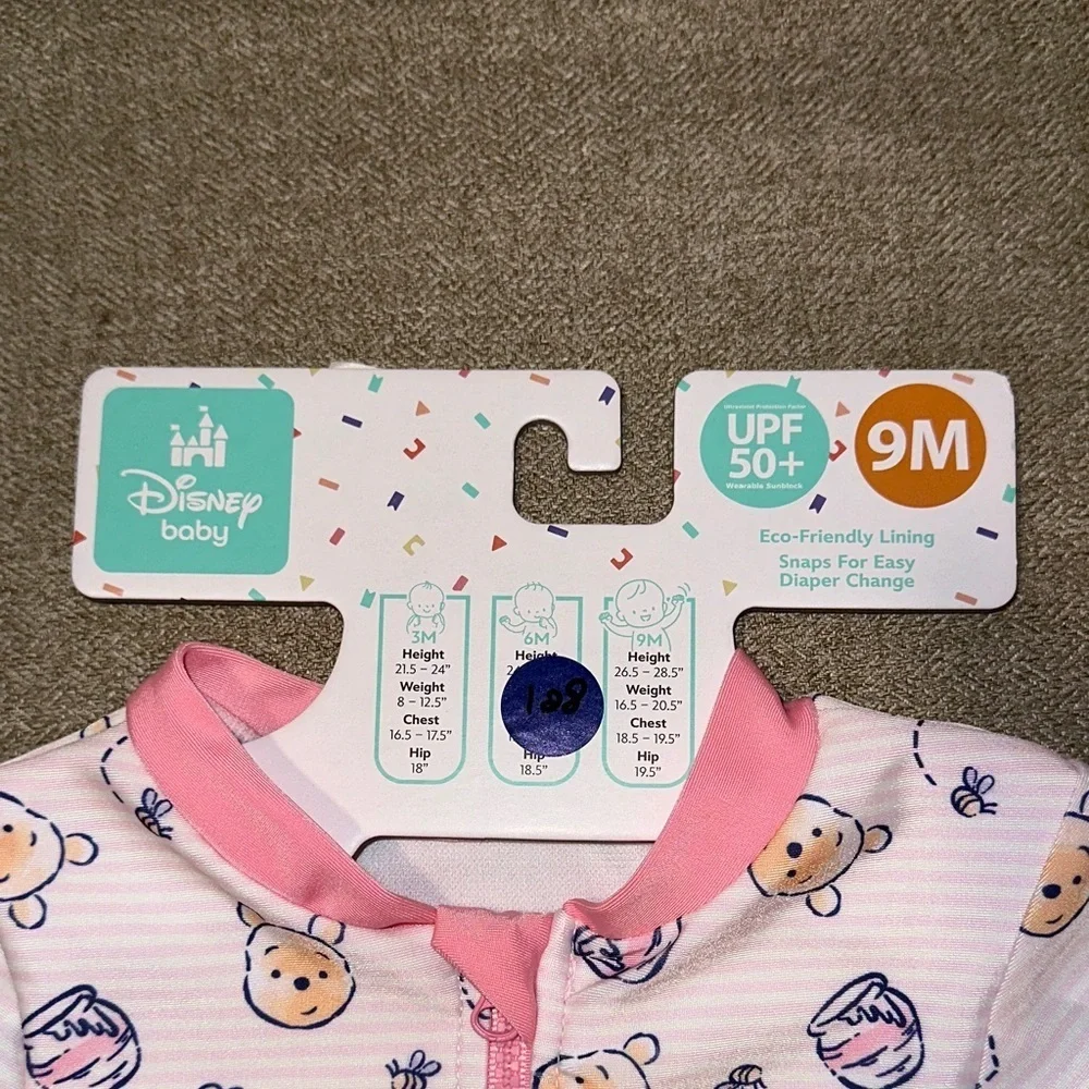 Disney Pink and White Baby Bodysuit with Bear Design